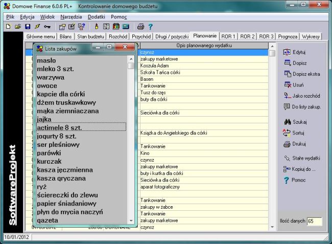 Planowanie wydatk�w i lista zakup�w